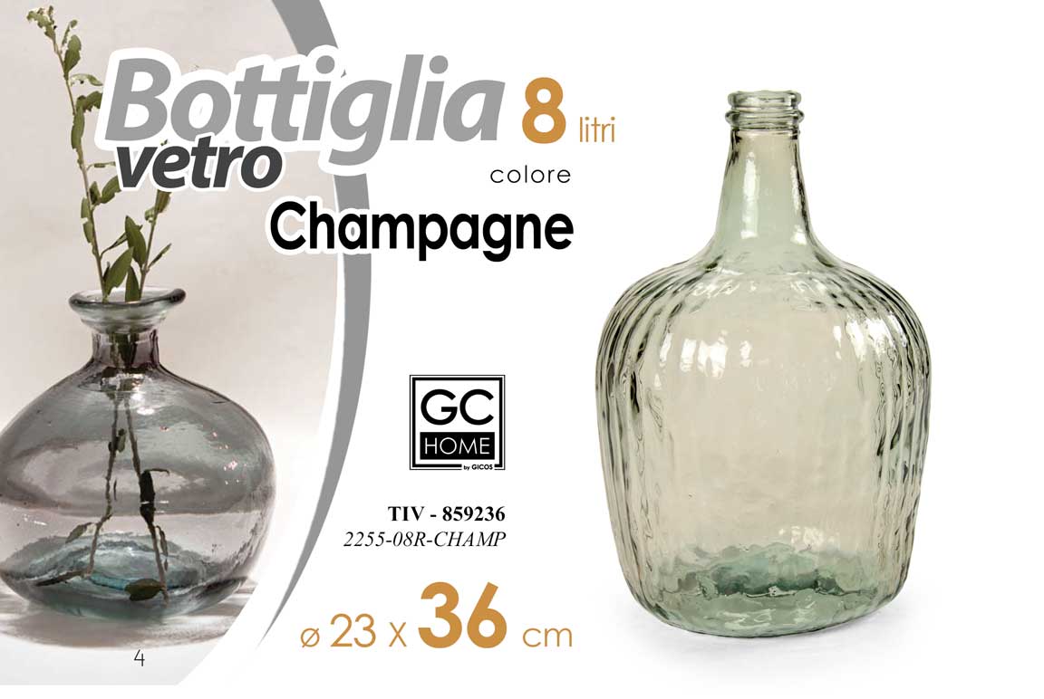 8025569859236 BOTTIGLIA DAMIGIANA ARREDO VASO CENTROTAVOLA LIVING CLASSICO MODERNO CHAM 36*23 - immagine 1