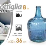 BOTTIGLIA DAMIGIANA ARREDO VASO CENTROTAVOLA LIVING CLASSICO MODERNO BLU 36*23cm