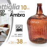 BOTTIGLIA DAMIGIANA ARREDO VASO CENTROTAVOLA LIVING CLASSICO MODERNO AMBRA 36cm