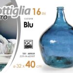 BOTTIGLIA DAMIGIANA ARREDO VASO CENTROTAVOLA LIVING CLASSICO MODERNO BLU 40*32