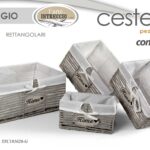 SET 4 CESTE GRIGIO VIMINI CASA BAGNO CUCINA PORTA OGGETTI VESTITI 40/35/30/25