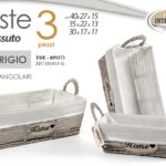 SET 3 CESTE MANICI GRIGIO VIMINI BAGNO CUCINA PORTA OGGETTI VESTITI 40/35/30CM
