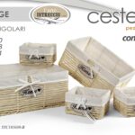 SET 5 CESTE BEIGE VIMINI CASA BAGNO CUCINA PORTA OGGETTI VESTITI 44/39/22
