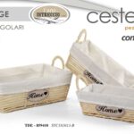 SET 3 CESTE BEIGE VIMINI RIVEST CASA BAGNO CUCINA PORTA OGGETTI VESTITI 40/35/30