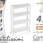 CARRELLO CARRELLINO MULTIUSO CUCINA BAGNO SALVASPAZIO SLIM 4 RIPIANI 67*47*15 cm
