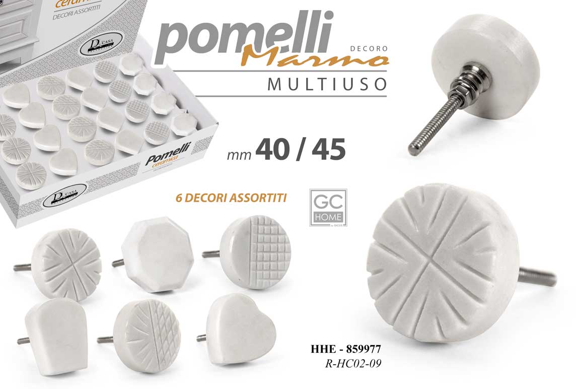 8025569859977 POMELLO CERAMICA MOBILE CASSETTIERA TONDO UNIVERSALE BIANCO MARMO ASS - immagine 1