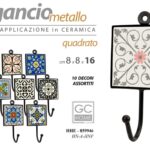 APPENDINO GANCIO APPLICAZIONE CERAMICA METALLO MEDITERRANEO ASSORTITI 16*8 CM