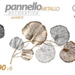 PANNELLO ARREDO DA PARETE DECORATIVO METALLO QUADRO FIORI GRIGIO ORO 50*90*6 CM