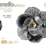 PANNELLO ARREDO DA PARETE DECORATIVO METALLO QUADRO FIORE NERO ORO 58*60*11CM