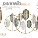 PANNELLO ARREDO DA PARETE DECORATIVO METALLO QUADRO FOGLIE COLOR 74*45*3 CM