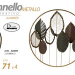 PANNELLO ARREDO DA PARETE DECORATIVO QUADRO METALLO FOGLIE COLOR NERO ORO 71*4cm