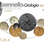 PANNELLO ARREDO DA PARETE DECORATIVO OROLOGIO LOND METALLO QUADRO COLOR 112*59*6