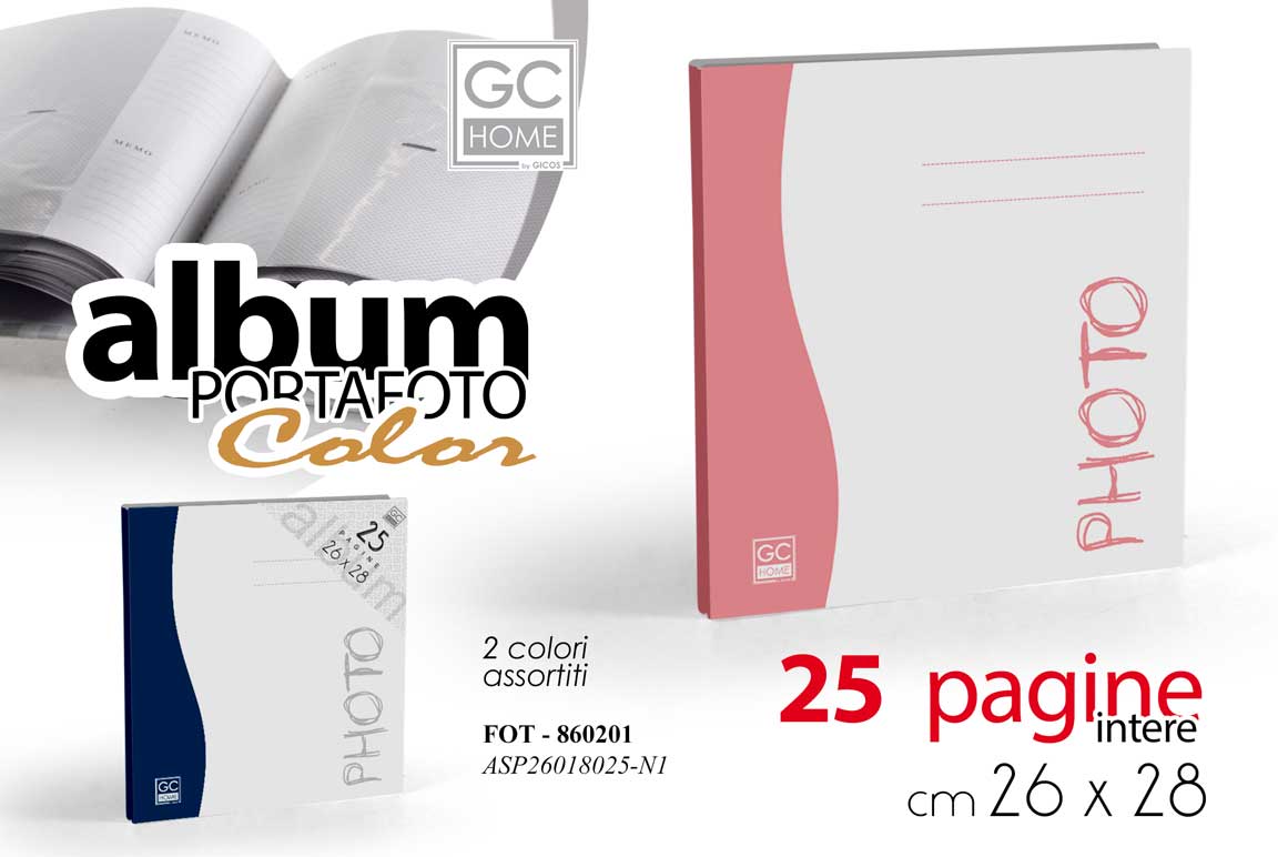 8025569860201 ALBUM PORTAFOTO FOTOGRAFICO LIBRO PORTA FOTO MODERNO COLOR ASS 25 PAGINE 26*28 - immagine 1