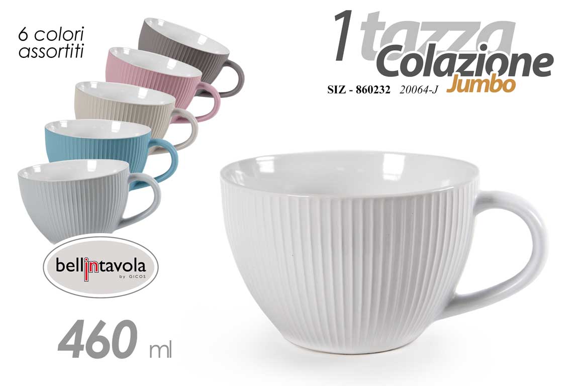8025569860232 TAZZA JUMBO TAZZONE LATTE CAFFè CAPPUCCINO COLAZIONE CLASSICO MODERNO 460ML ASS - immagine 1