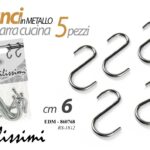 5 ganci barra cucina sottopensile mestoli organizer metallo resistente 6 cm