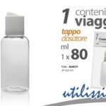 Bottiglietta viaggio aereo tappo dosatore flacone Contenitore beauty plast 80 ml