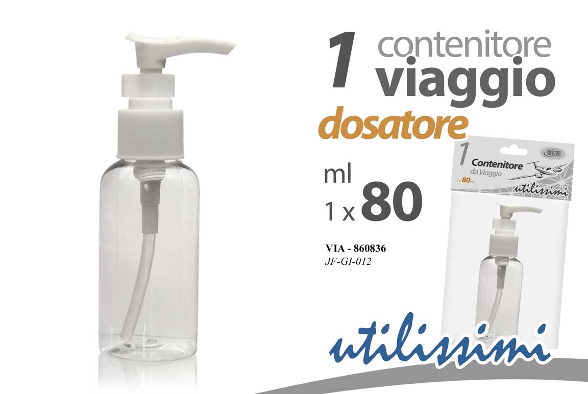 8025569860836 Bottiglietta viaggio aereo dosatore sapone crema Dispenser trasparente 80 ml - immagine 1