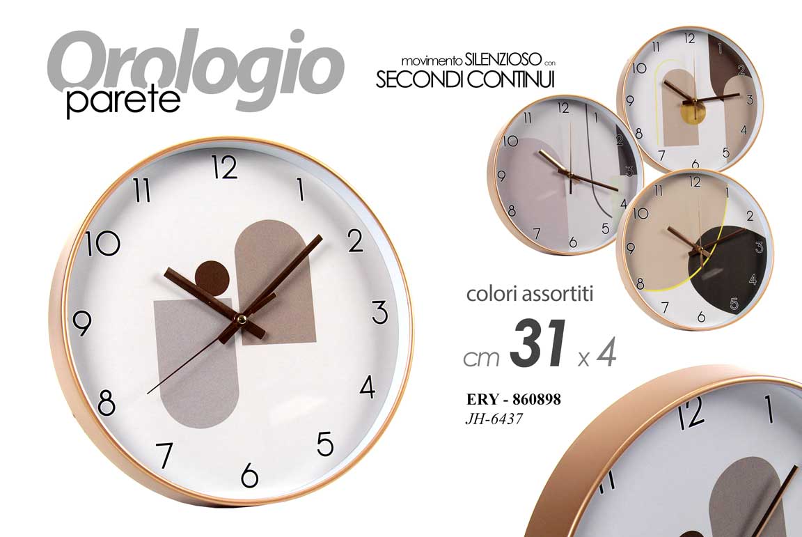 8025569860898 OROLOGIO DA PARETE MURO TONDO MODERNO SILENZIOSO COLOR STILE ASSORTITI 31*4 cm - immagine 1