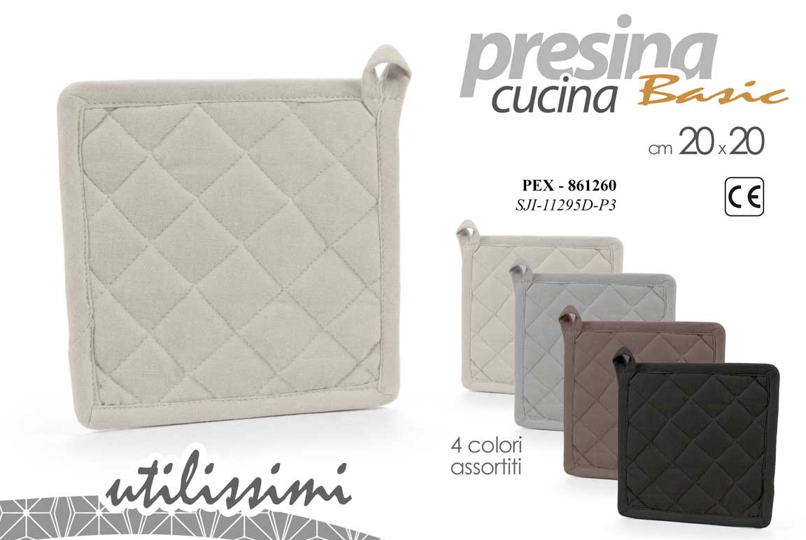 8025569861260 Presina cucina imbottita protezione calore tessuto tinta unita colori ass 20x20 - immagine 1