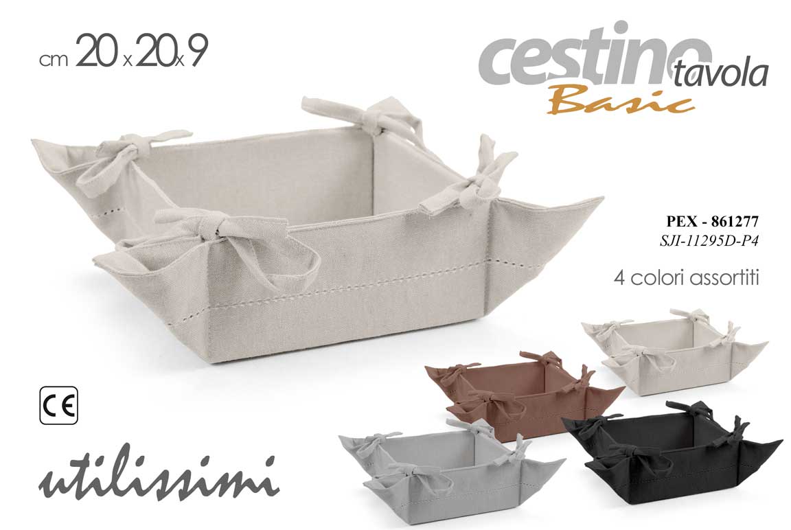 8025569861277 Cestino pane cesto quadrato portapane tavola cesta tessuto tinta unita ass 20*9 - immagine 1