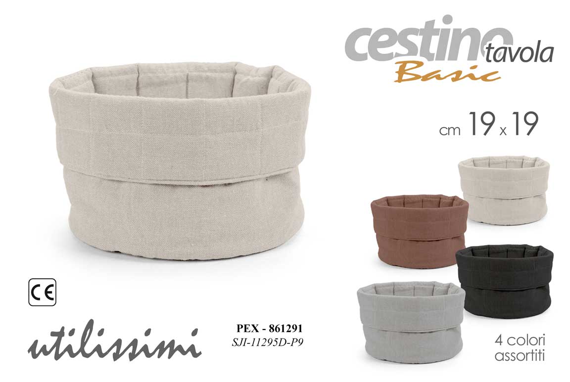 8025569861291 Cestino pane portapane cesto tondo tavola tessuto tinta unita color assort 19 cm - immagine 1