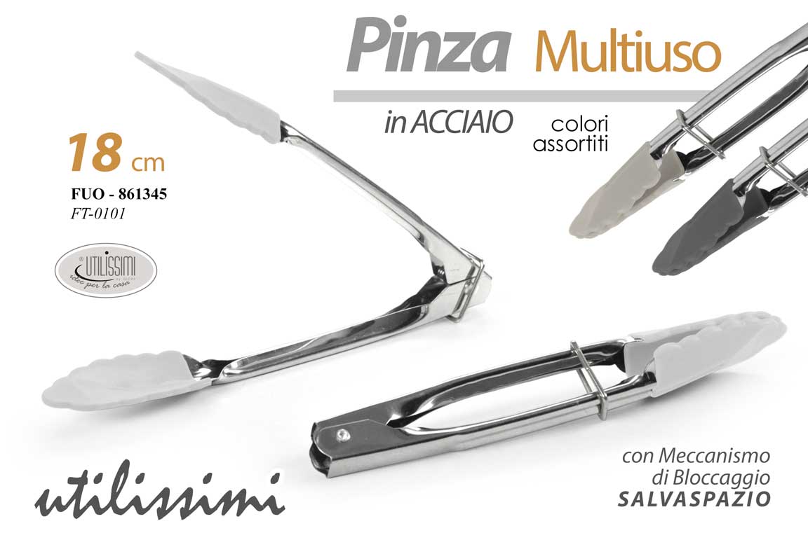 8025569861345 PINZA CUCINA BUFFET SERVIZIO Barbecue ACCIAIO INOX SILICONE TERMICO BLOCK 18 CM - immagine 1