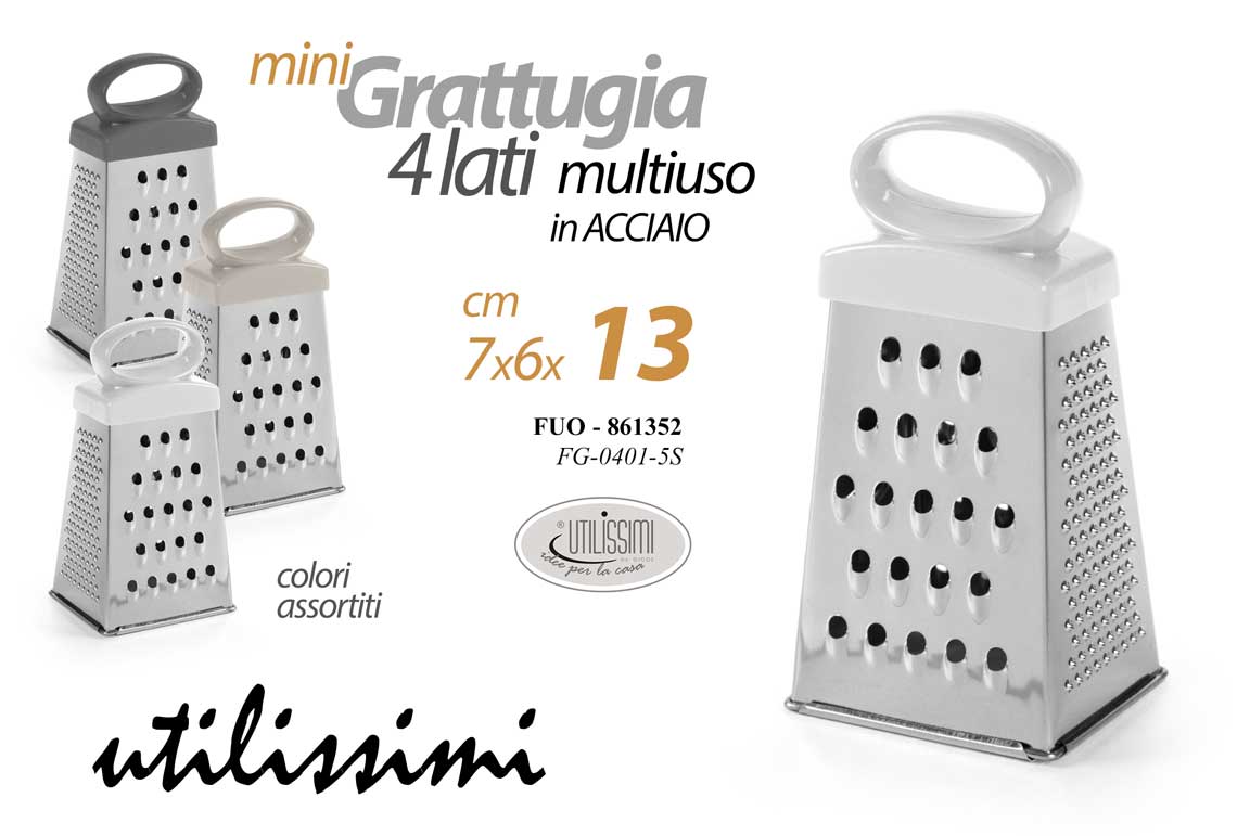 8025569861352 MINI GRATTUGIA CUCINA 4 LATI MULTIUSO FORMAGGIO VERDURE TARTUFO ACCIAIO AS 13 CM - immagine 1