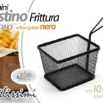 CESTINO FRITTURA CESTELLO PORTA PATATINE PORTATA ACCIAIO QUADRATO NERO 10*8*7