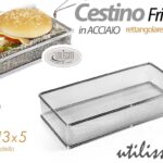 CESTINO FRITTURA CESTELLO PORTA PATATINE PORTATA ACCIAIO RETTANGOLARE 26*13*5