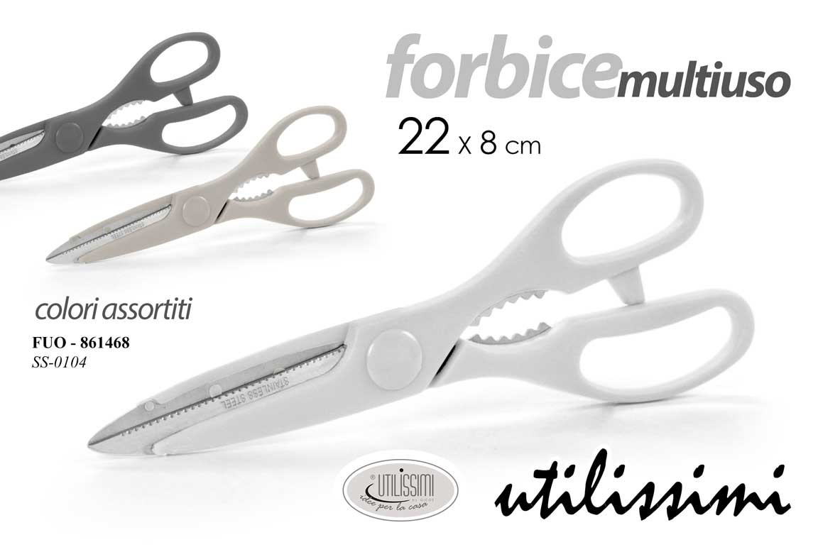 8025569861468 3 FORBICI CUCINA LAMA ACCIAIO INOX Apribottiglie ALIMENTI RISTORANTE MULTIUSO - immagine 1
