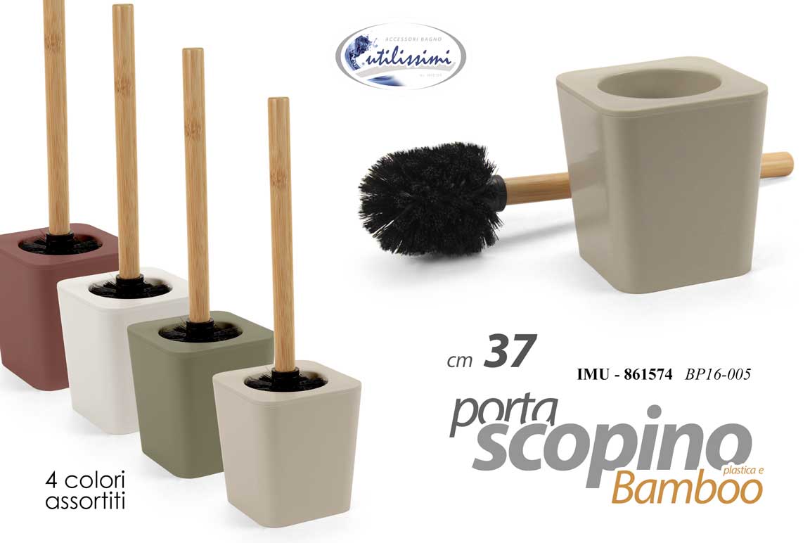 8025569861574 Portascopino da bagno Porta Scopino WC Spazzolone Water MODERNO LEGNO NATUR 37cm - immagine 1