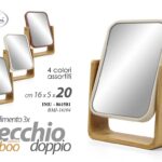 SPECCHIO BEAUTY BAGNO TRUCCO TAVOLO LEG NATURALE DOPPIO INGRANDITORE 3X  20*16*5