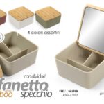 COFANETTO Scatola PORTAGIOIELLI TRUCCHI Legno Specchio Acrilico Divisori 14*7 cm
