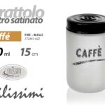 Barattolo caffè cucina vetro satinato bianco moderno portacaffè contenitore 14cm