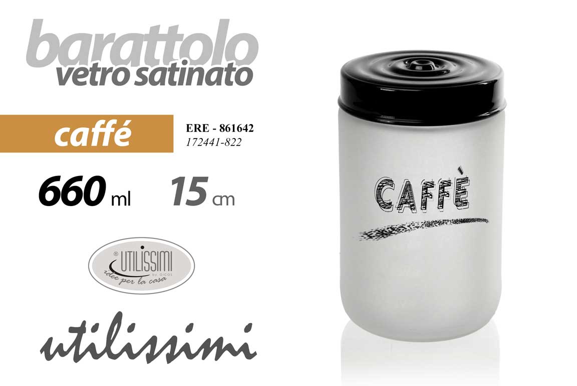 8025569861642 Barattolo caffè cucina vetro satinato bianco moderno portacaffè contenitore 14cm - immagine 1