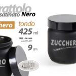 Barattolo zucchero zuccheriera cucina moderno vetro nero satinato 425 ml 9 cm