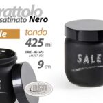 Barattolo sale cucina moderno vetro nero satinato portasale dispensa 425 ml 9 cm