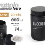 Barattolo zucchero zuccheriera cucina moderno vetro nero satinato 660 ml 14 cm