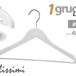 Gruccia appendiabiti armadio salvaspazio legno bianco design moderno 45 cm