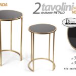 SET 2 TAVOLINI METALLO ORO PIANO VETRO TAVOLO MODERNO CAFFè DIVANO 35*55H/30*45H
