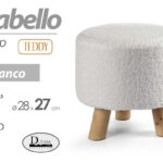 POUF SGABELLO POGGIAPIEDI MODERNO POUFF PIEDI LEGNO SEDUTA TESSUTO BIANCO 28*h27