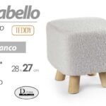 POUF SGABELLO POGGIAPIEDI MODERNO POUFF PIEDI LEGNO SEDUTA TESSUTO BIANCO 28*h27