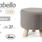 POUF SGABELLO POGGIAPIEDI MODERNO POUFF PIEDI LEGNO TESSUTO TORTORA 28*h27