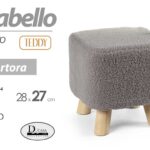 POUF SGABELLO POGGIAPIEDI MODERNO POUFF PIEDI LEGNO SEDUTA TESSUT TORTORA 28*h27