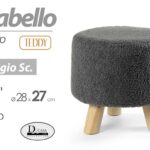 POUF SGABELLO POGGIAPIEDI MODERNO POUFF PIEDI LEGNO TESSUTO GRIGIO SCURO 28*h27