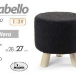 POUF SGABELLO POGGIAPIEDI MODERNO POUFF PIEDI LEGNO SEDUTA TESSUTO NERO 28*h27