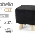 POUF SGABELLO POGGIAPIEDI MODERNO POUFF PIEDI LEGNO SEDUTA TESSUTO NERO 28*h27