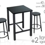TAVOLO PENISOLA COLAZIONE LEGNO METALLO Robust NERO QUADRATO TAVOLINO 2 SGABELLI