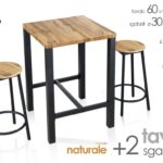 TAVOLO PENISOLA COLAZIONE METALLO NERO LEGNO Country QUADRATO TAVOLINO SGABELLI