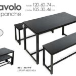 TAVOLO + 2 PANCHE TAVOLINO GIARDINO PIC NIC CAMPEGGIO TERRAZZO LEGNO METALLO NER